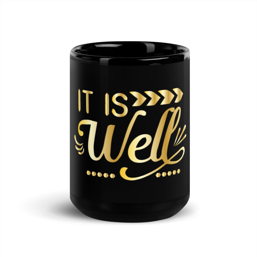 It is Well Black Glossy Mug